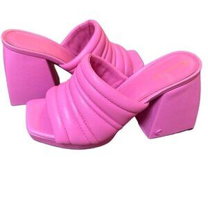 Sam Edelman Circus Pink Mules Block Heels Barbie HOCO Bling Size‎ 5.5